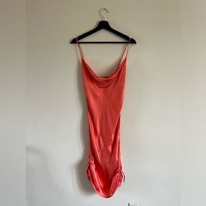 Aritzia Cowl Neck Slip Dress in Coral